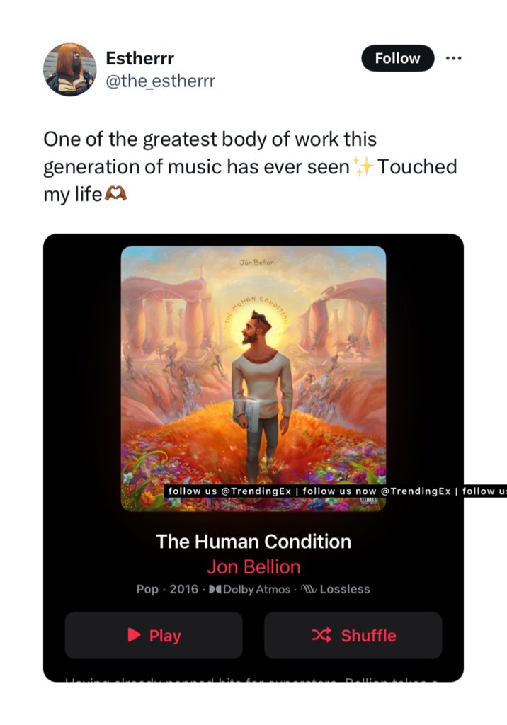 TrendingEx's tweet photo. Hand of God is trending because Jon Bellion fans are saying Hand of God is his best song ever. https://t.co/ReFK3vyxcP