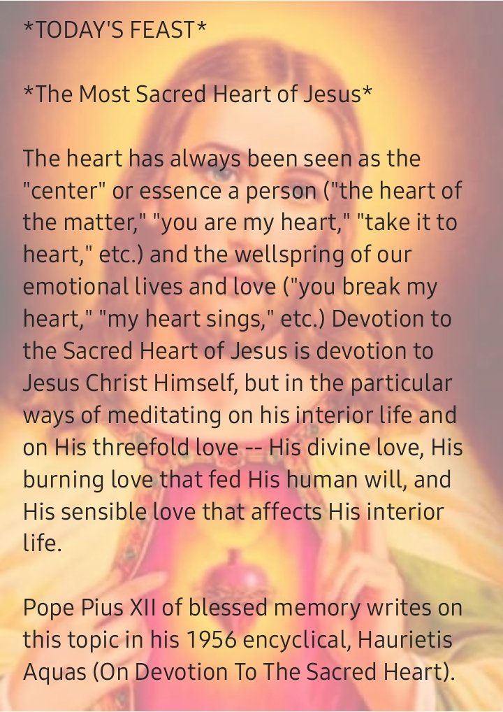 TianaPatrick8's tweet photo. Today, we celebrate the Solemnity of the Sacred Heart of Jesus. 
The Heart that loves us so much. 
O Heart ever sensible of our misery and the wretchedness to wish we have caused it. Have mercy on us.
#SacredHeartofJesus
#Catholics 
#JesusChrist https://t.co/JZ0qzf5peS
