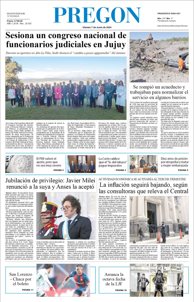 DianaMontanari's tweet photo. 🇦🇷 #ARGENTINA [#Diarios]: «PREGÓN» de #Jujuy: Tapa impresa. @PregonJujuy  https://t.co/cNQ4Sk8CMj
https://t.co/HEnGrkZgFp https://t.co/TFPTYNGXMh
