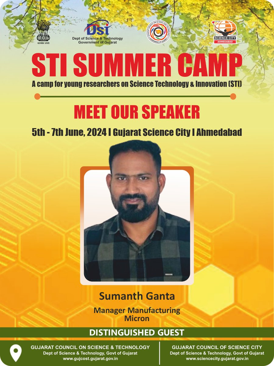 InfoGujcost's tweet photo. During #STISummerCamp @GujScienceCity for Young researchers!

Mr Sumanth Ganta, Manager #Micron shared his insight about the role of #IP in the corporate field.

Also, he highlighted with the help of #Gujarat Govt to establish the 2 billion dollar plant for #SemiConductor at Sanand.  

#CreativeIdeas
#IP
#STIecosystem