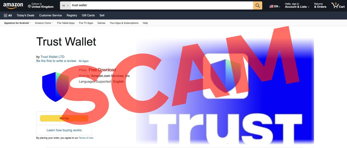 TrustWallet's tweet photo. 🚨 Scam Alert 🚨

We are aware of a number of fake (scam) Trust Wallet apps available on both the Xiaomi & Amazon stores. Please do not try to download these. We have submitted requests for these to be taken down and hope that this will be resolved soon.

Please exercise due diligence when downloading the Trust Wallet app - be sure that the app is the official one.

You can be sure that the app you are downloading is our official app by heading to our website https://t.co/8I87I6Sb0S and following the direct links to iOS (App Store), Android (Google Play Store), Trust Wallet Extension (Google Chrome Store).

Stay SAFU fam 💙