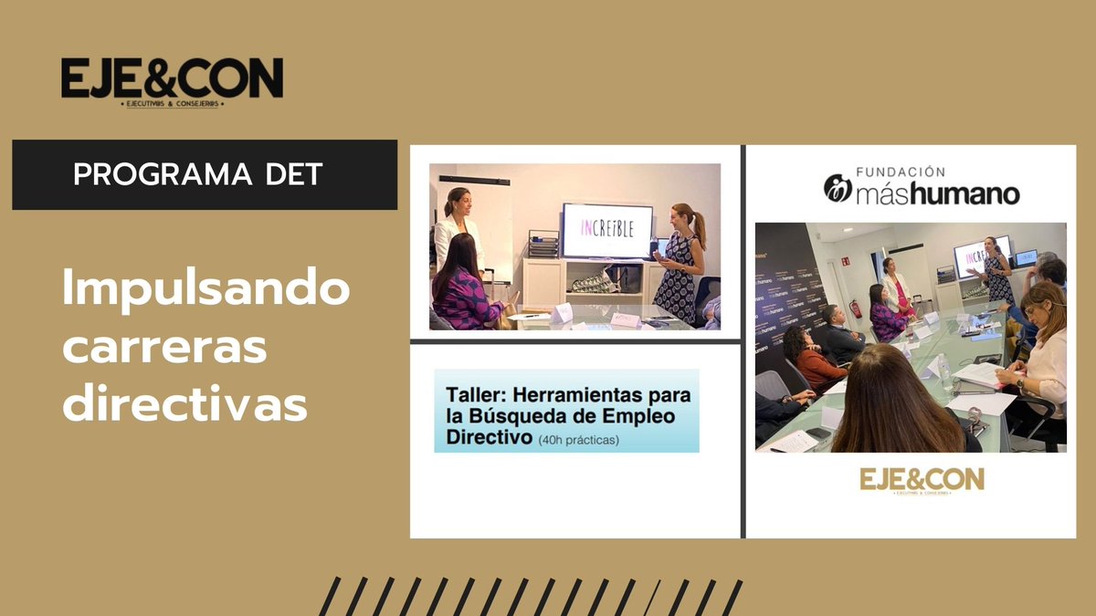 AsocEyC's tweet photo. 🎯 ¡Nuevo taller del Programa DET en marcha. La @Fundmashumano y @AsocEyC, unidas en un nuevo taller certificado por la #CAM.
🔹 40 horas de formación práctica
🔹 #Networking valioso
🔹 Mejora de perspectivas laborales
https://t.co/bEzS0xJ5DP
#LiderazgoFemenino #EJECON https://t.co/bLVm48TXlt