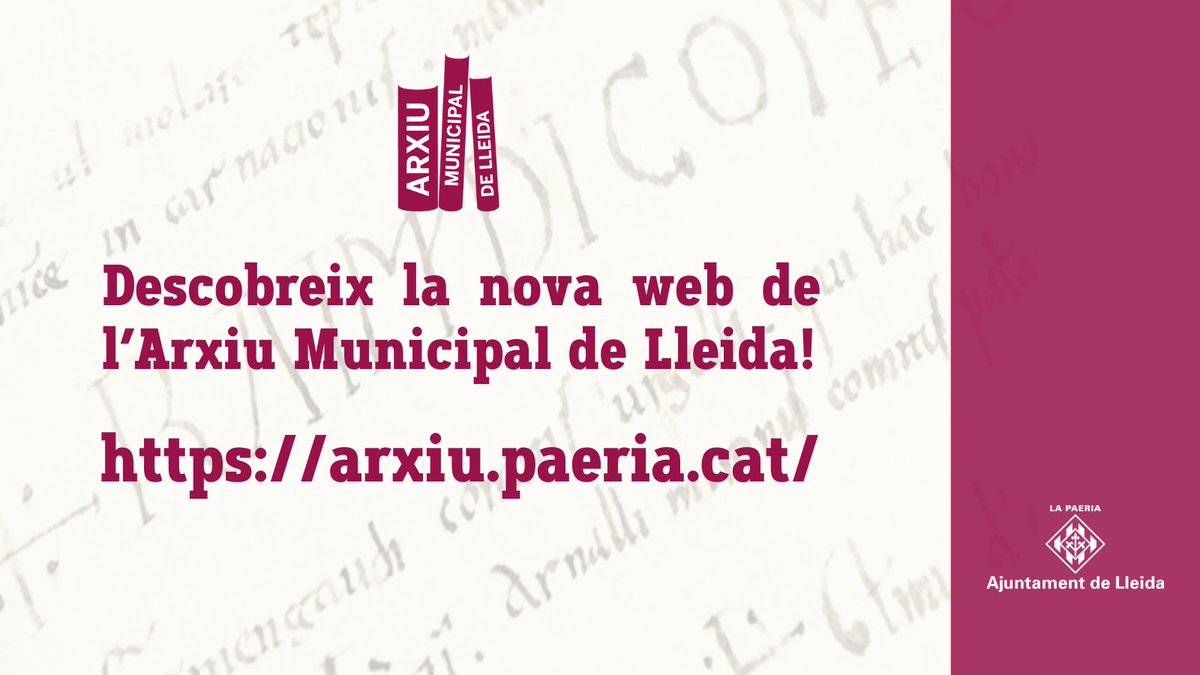 Descobreix la nova web de l’Arxiu Municipal de l’Ajuntament de Lleida!
I endinsa’t en les activitats i la documentació de l’Arxiu de la Ciutat, des de l’any 1150!!
arxiu.paeria.cat
#AAC_GD #Diainternacionalarxius #setmanainternacionalarxius