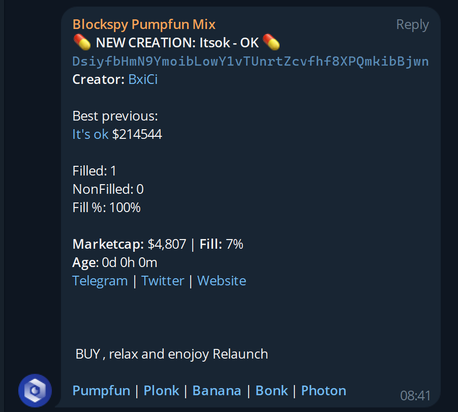 Easy 50x on $OK anyone? Good Creator filter hits again and again
t.me/+kqrGwaFk6I44M…