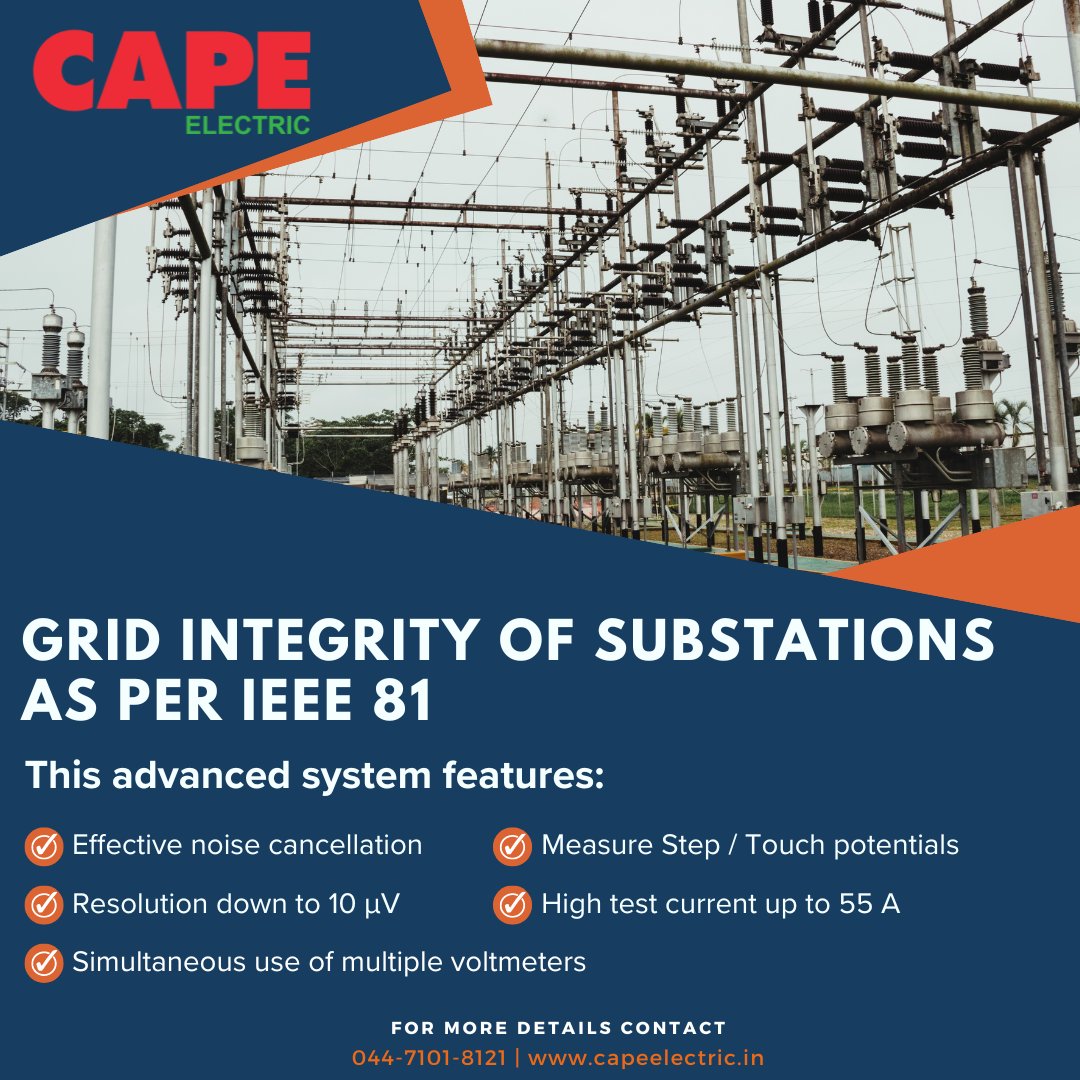 capeelect's tweet image. Cape Electric offers the earth grid integrity study, the ultimate solution for testing and verifying the earthing of power stations, substations, and other power systems. 

#CapeElectric #EarthGridIntegrity #EarthingSolutions #PowerStations #Substations #PowerSystem