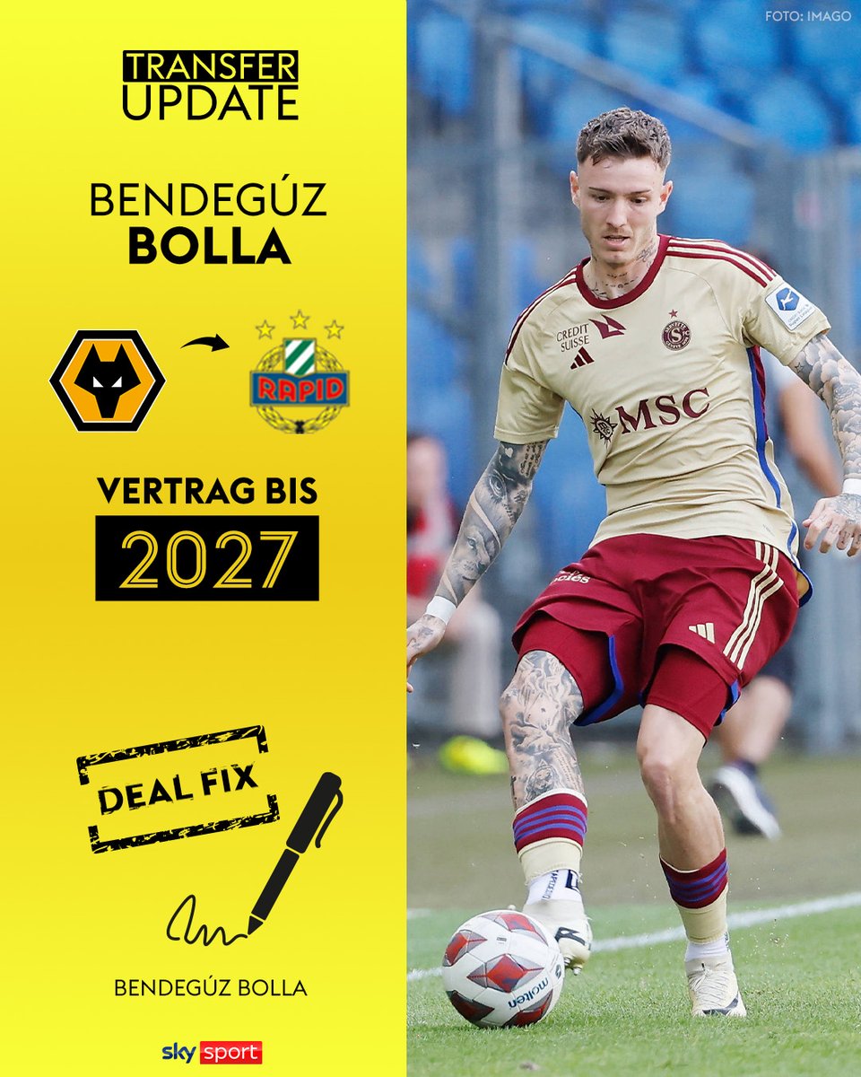 SkySportAustria's tweet image. Der SK Rapid gibt die Verpflichtung des ungarischen EM-Fahrers Bendegúz #Bolla bekannt! ✅ 

Alle Infos findet ihr hier 👉 skysportaustria.at/rapid-verpflic…

#SkyBuliAT #inundaut #Rapid #admiralbundesliga