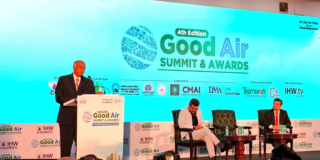 ccoi_1947's tweet photo. #CCIEvents 4th edition of #GoodAir Summit & Awards organised by @IHWCouncil attended by eminent dignitaries today.
@Kamalomer @cyrilamarchand @ShuvaRaha @suyashgupta #GoodAirSummit @chetanshahsurat #MakingIndiaBreathe #WorldEnvironmentDay @PeepalBaba @kmadangopal https://t.co/qzrWYqOuZU