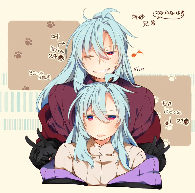 絵で比べる事が出来る兄弟。創作において動くのは弟の方。 