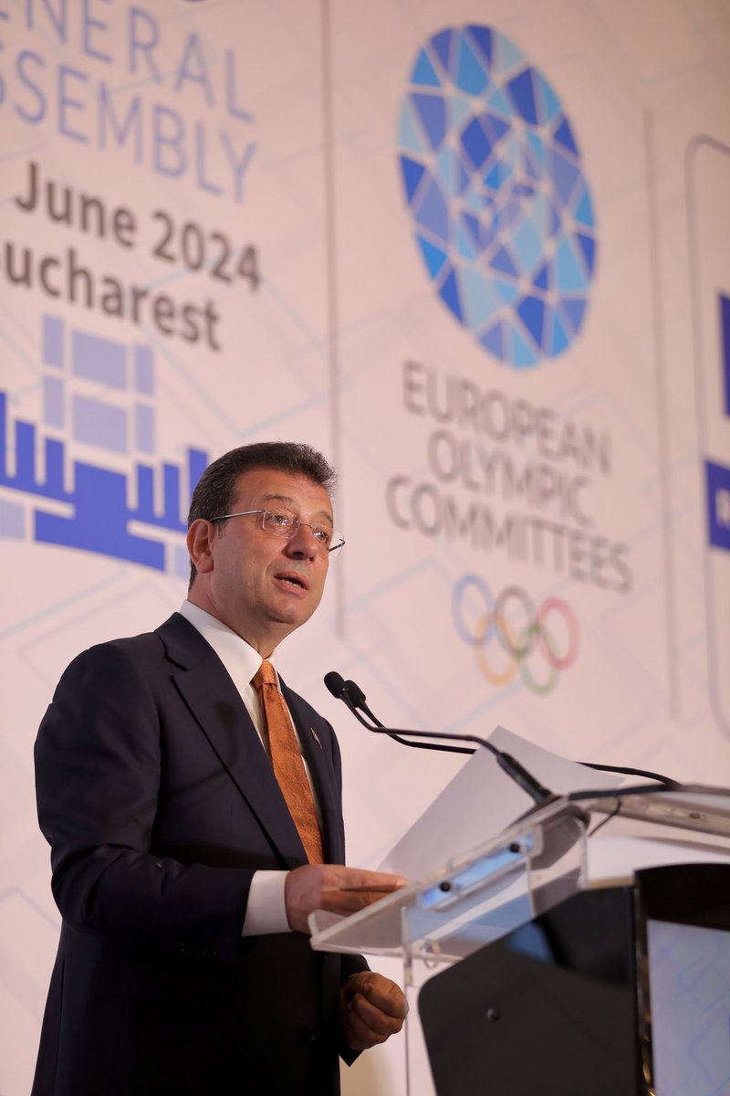 ekrem_imamoglu's tweet photo. Bu sabah Avrupa Olimpiyat Komitesi Genel Kurulu’nda, İstanbul 2027 Avrupa Oyunları stratejimizi ve hazırlıklarımızı anlattık. Olimpiyat komitesi delegelerinin heyecanla bizi takip etmeleri ve sunumumuzu onaylamaları bizi İstanbul adına çok mutlu etti. https://t.co/PxcDou4yI0