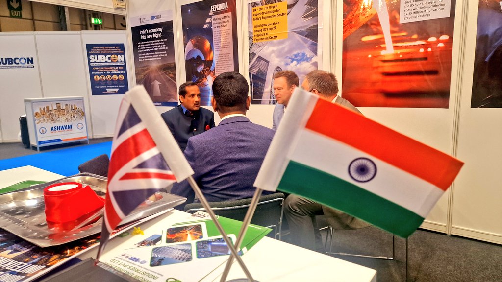 CGI_Bghm's tweet photo. Consul General @venkatifs inaugurated the India Pavilion @eepcindia at the @SubconShow. 24 Indian engineering exhibitors at @thenec showcased their products, aiming to attract UK businesses to invest in India & explore new business opportunities #SubconShow #InvestInIndia https://t.co/cAElw9OrZz