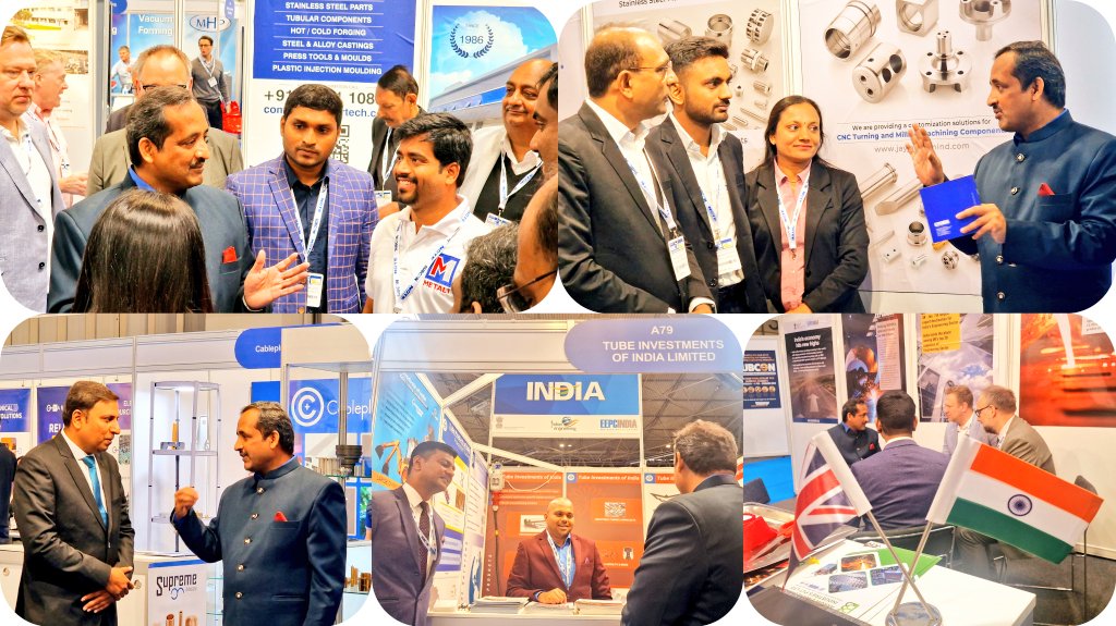 CGI_Bghm's tweet photo. Consul General @venkatifs inaugurated the India Pavilion @eepcindia at the @SubconShow. 24 Indian engineering exhibitors at @thenec showcased their products, aiming to attract UK businesses to invest in India & explore new business opportunities #SubconShow #InvestInIndia https://t.co/cAElw9OrZz