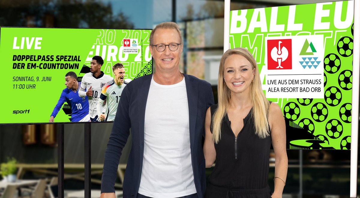 Der <a href="/SPORT1_Dopa/">SPORT1-Doppelpass</a> ist am So. live ab 11 Uhr mit einer Spezialausgabe im #STRAUSS ALEA RESORT Bad Orb zu Gast. In der Talkrunde diskutieren Andreas #Rettig, Markus #Krösche, Sportvorstand der <a href="/Eintracht/">Eintracht Frankfurt</a>, <a href="/juliasimic/">Julia Simic</a>, Stefan #Effenberg, Thomas Wagner u. Joachim #Llambi. #EUROphorie