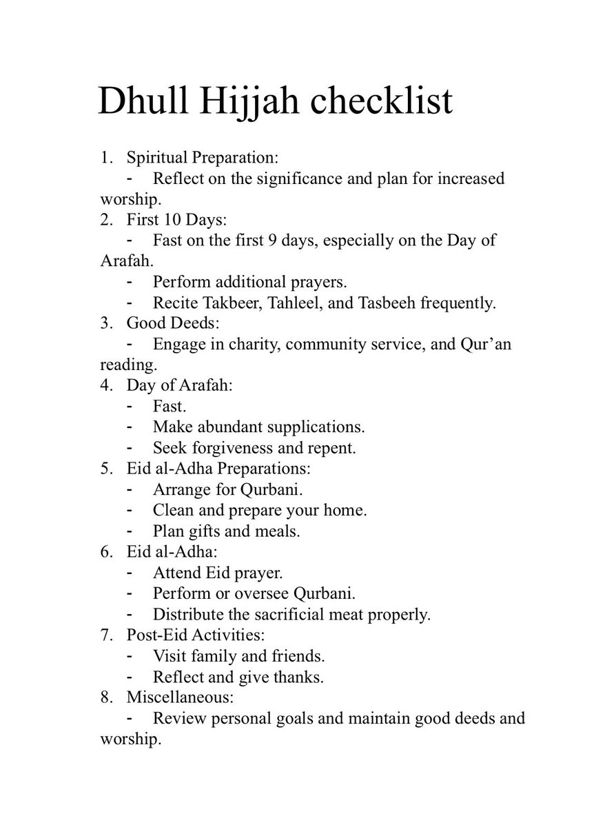 muslimthoughtz1's tweet photo. Dhull Hijjah checklist 🤍 https://t.co/LEuW11Ljed