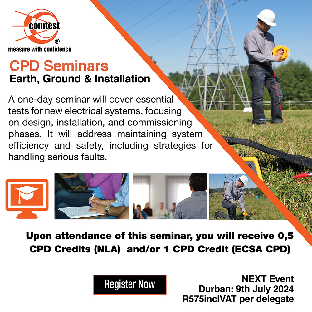 SAIEE's tweet image. @ComtestSA 

CPD Seminars
Earth, Ground &amp;amp; Installation

#Seminars  #CPD  #Comtest  #installationtesting  #training