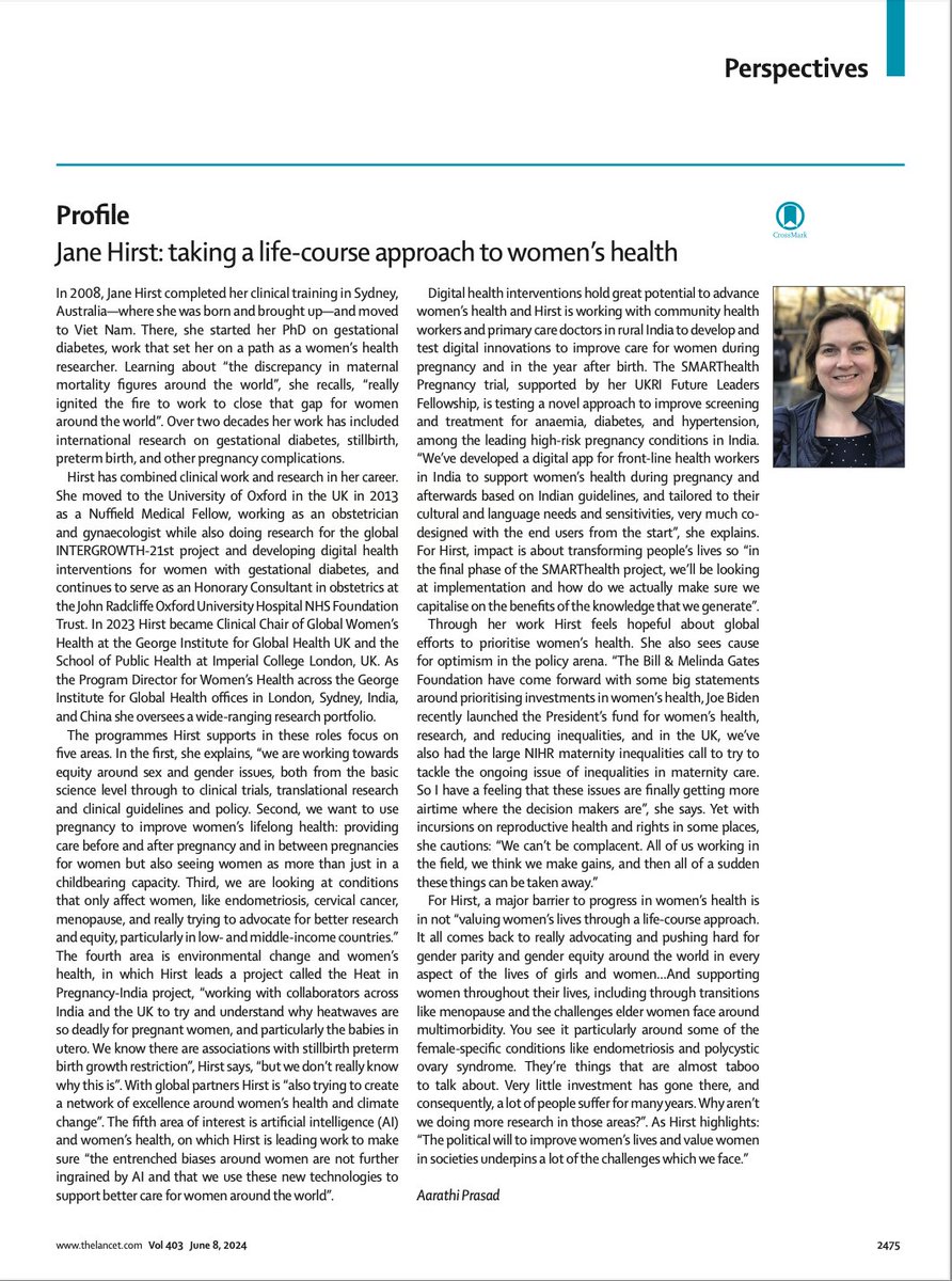 Jane Hirst (@drjanehirst) on Twitter photo Honoured to be profiled in the Lancet today. So important to highlight the issues of women's health globally
Thank you <a href="/georgeinstitute/">The George Institute for Global Health</a> <a href="/RobynNorton8/">Robyn Norton</a> <a href="/profskennedy/">Stephen Kennedy</a> <a href="/OtavioBerwanger/">Otavio Berwanger</a> <a href="/imperialcollege/">Imperial College London</a> <a href="/Ox_wrh/">Nuffield Dept of Women's & Reproductive Health</a> <a href="/davidpeiris/">David Peiris</a> Honoured to be profiled in the Lancet today. So important to highlight the issues of women's health globally
Thank you <a href="/georgeinstitute/">The George Institute for Global Health</a> <a href="/RobynNorton8/">Robyn Norton</a> <a href="/profskennedy/">Stephen Kennedy</a> <a href="/OtavioBerwanger/">Otavio Berwanger</a> <a href="/imperialcollege/">Imperial College London</a> <a href="/Ox_wrh/">Nuffield Dept of Women's & Reproductive Health</a> <a href="/davidpeiris/">David Peiris</a>