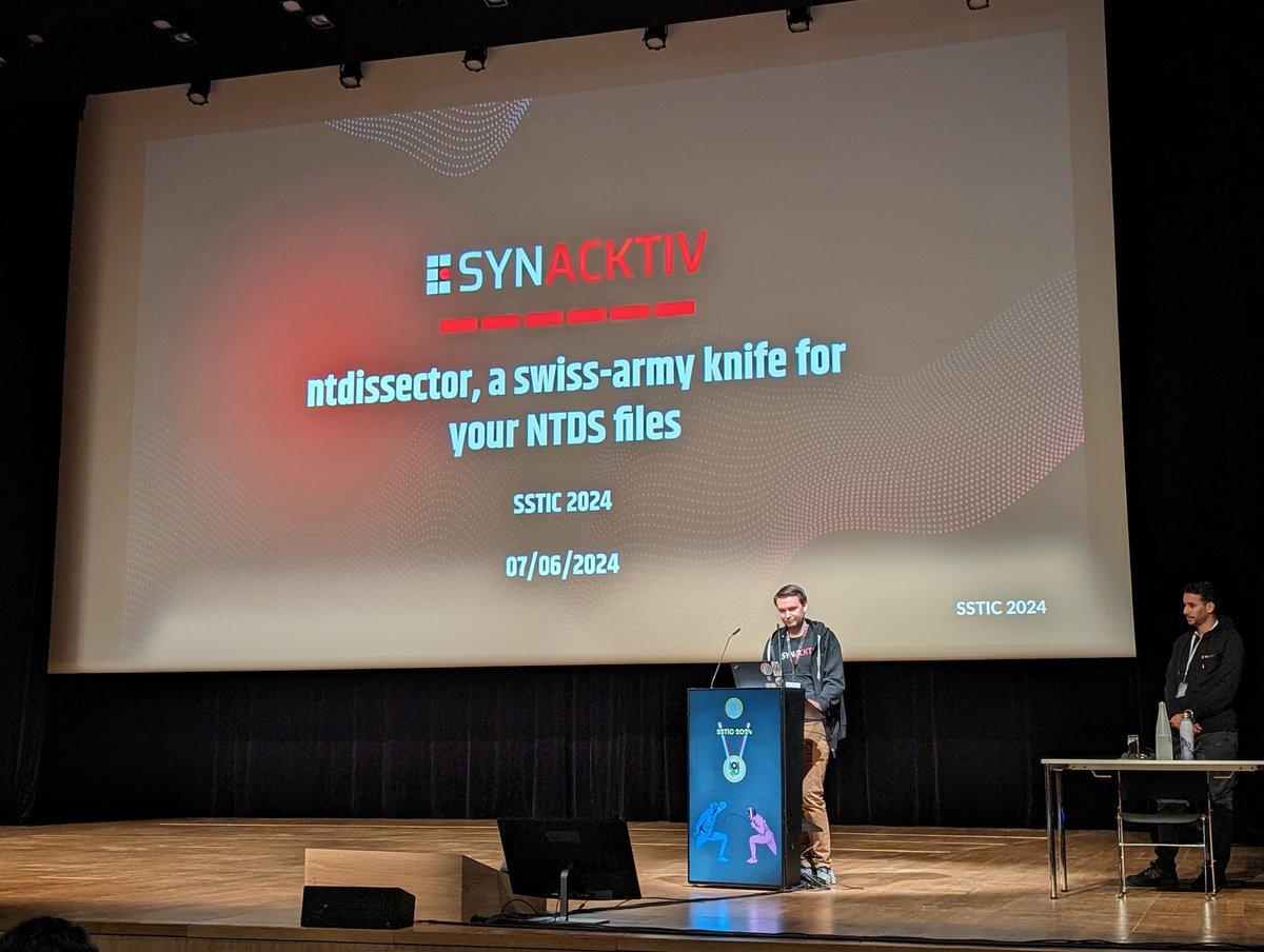 It's already #SSTIC last day! <a href="/Julien_Legras/">Julien Legras</a> and <a href="/kalimer0x00/">kalimero</a> are up and ready to present ntdissector 🔍