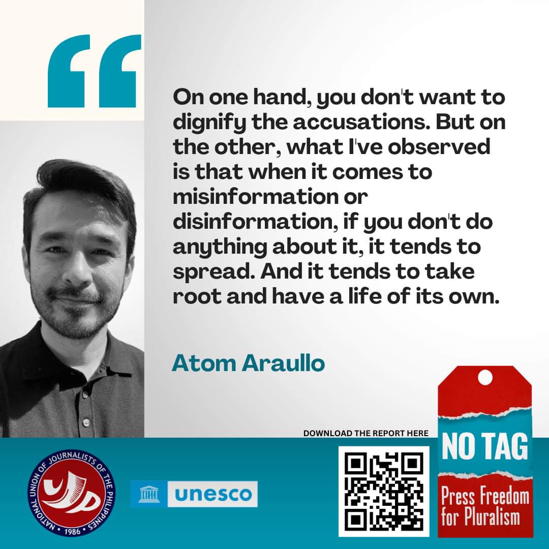 nujp's tweet photo. Atom Araullo talks about why he decided to file charges against rabid red-taggers.
Download the NUJP study by scanning the QR code, or visit the link below:
https://t.co/J91xsurNnd
#NoTag #StopRedtagging https://t.co/yHi91u8Z1l