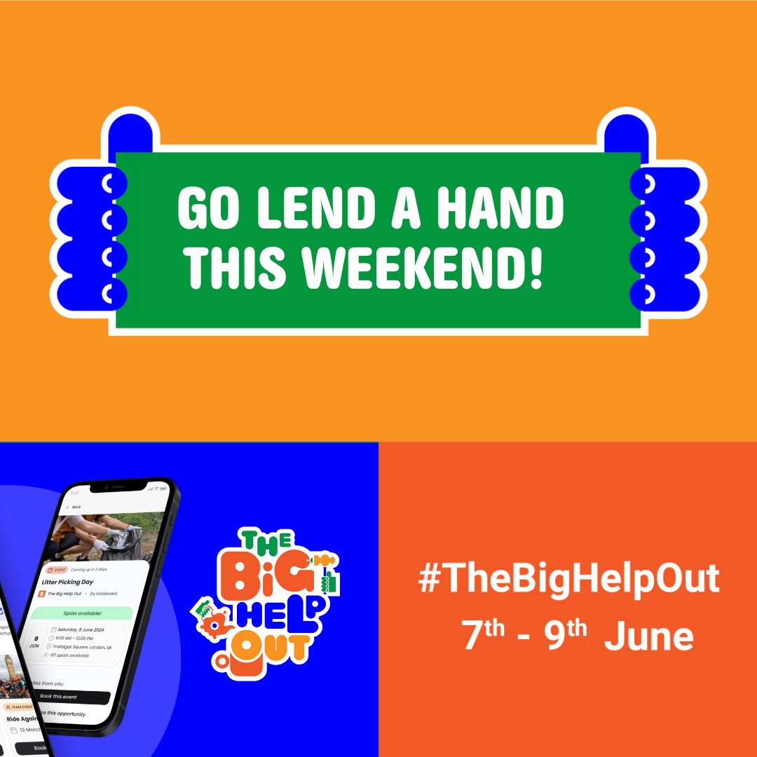 nationaltrust's tweet image. This weekend, we’re joining the biggest mass volunteering event - #TheBigHelpOut.

#LendAHand for a day or an hour to create a positive impact in your communities.

Download the App to find opportunities near you: bit.ly/Signup-BHO-App