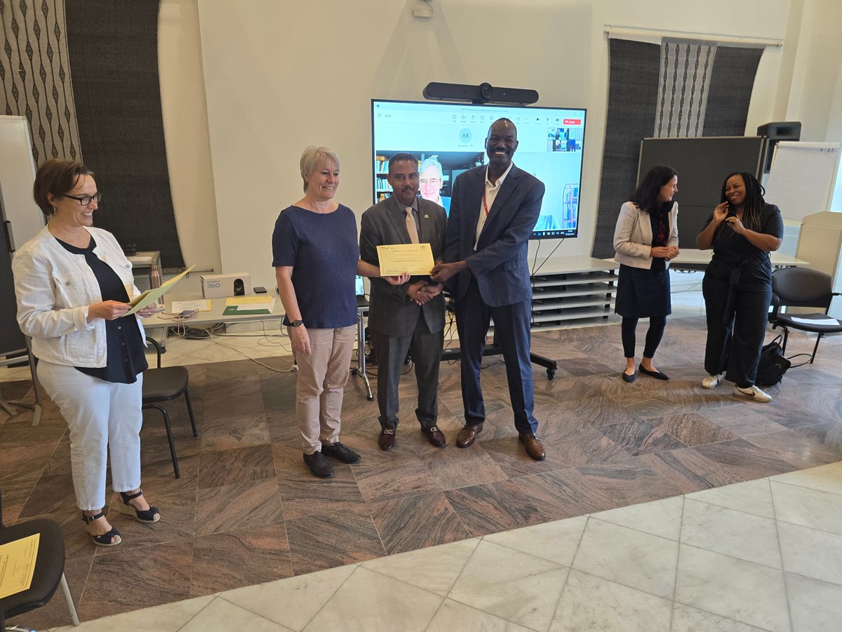 AbebeMuluneh's tweet photo. On behalf of H.E Dr. Workneh ES of IGAD and my capacity,  together with H.E Dorothee Hulter, GIZ Country Director for Ethiopia/Djibouti I  handed over the certificate of successful completion of OD course for IGAD staff organized by GIZ. I suggest to  continue the training. https://t.co/wEkvpC8aKh