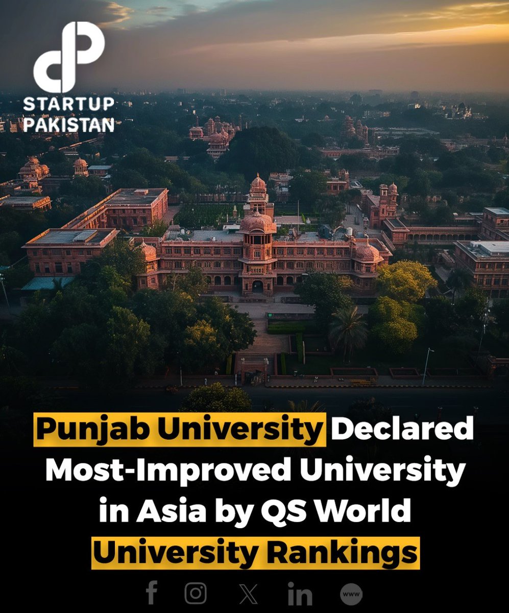 PakStartup's tweet photo. Punjab University (PU) has been named the "Best Improved Institution – Asia region" by QS World University Rankings, a significant achievement for Pakistan.
#PunjabUniversity #QSWorldUniversityRankings #HigherEducation #Pakistan #AcademicExcellence #PUAchievement #EduDataSummit https://t.co/KOUwLWQUam