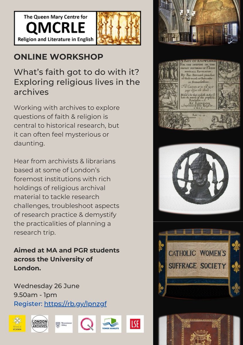 MA/PhD in London working on faith &amp; religion? Not sure what archival material is available &amp; where to find it... Come along to this! rb.gy/lpnzgf *
