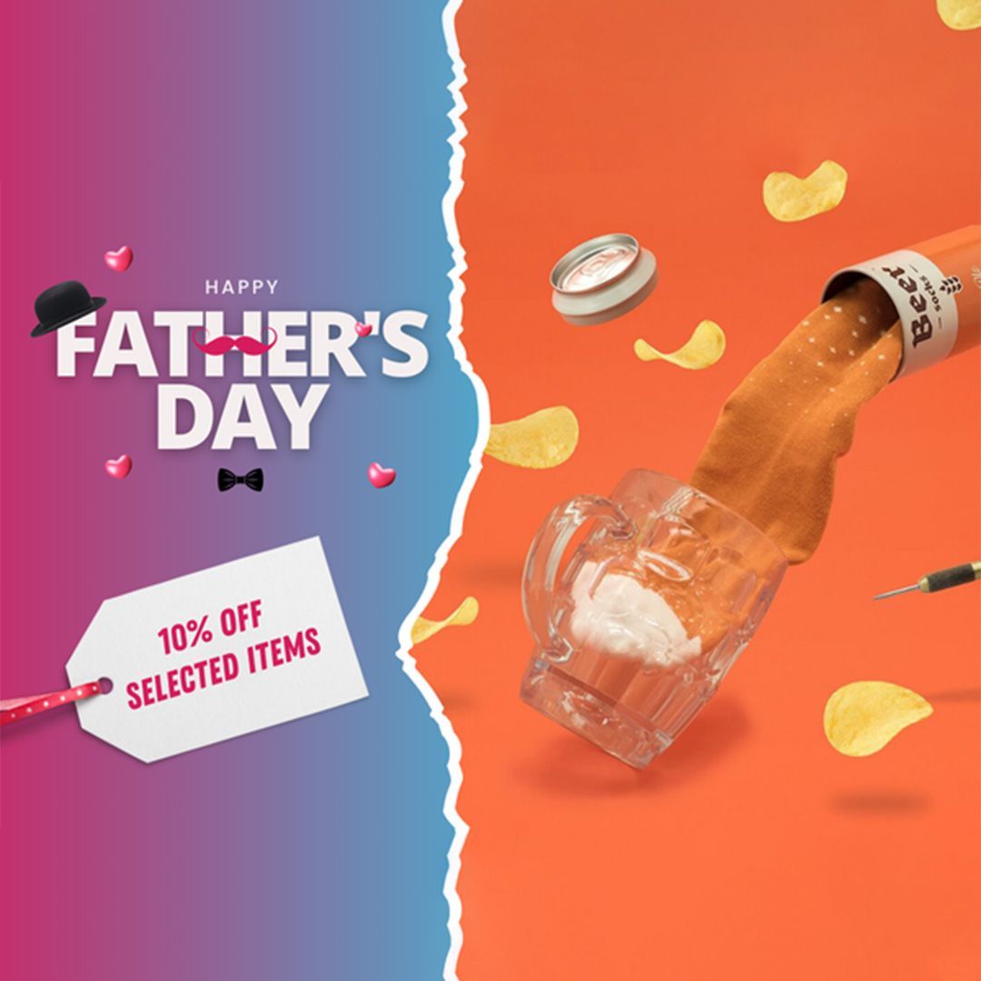 🎉 Happy Father's Day to all the amazing dads out there! 

Today, we celebrate YOU—the heroes, storytellers, and sock-fashion icons. This special surprise calls for 10% discount on selected products just for you!