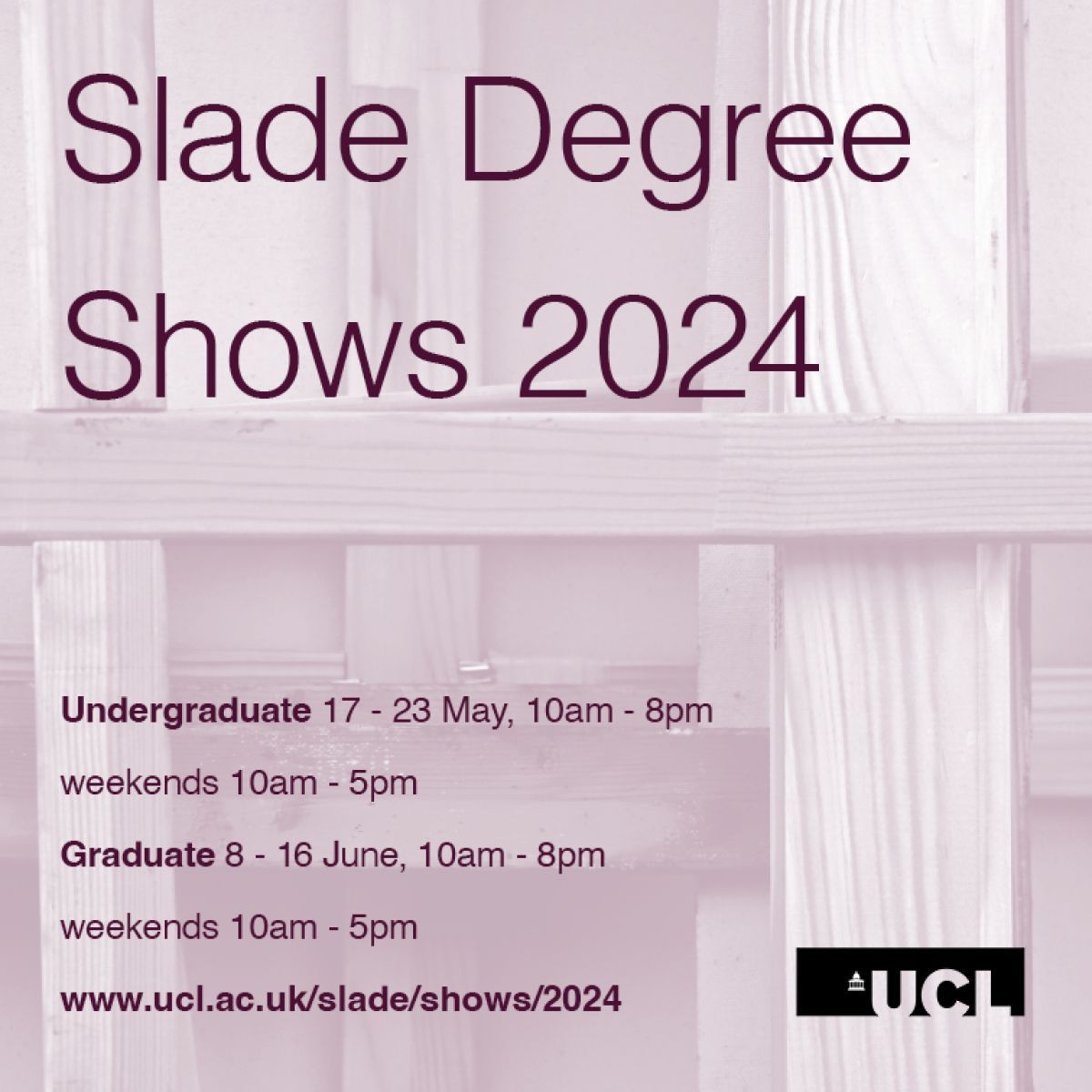 ❗ Opening tomorrow - the Slade MA/MFA Degree Show! ❗ 

Join final year students’ in their degree shows in painting, sculpture and fine art media.  

Entrance is free and all are welcome.  

Find out more: buff.ly/4dB5rQ7
<a href="/sladeschool/">UCL Slade</a>