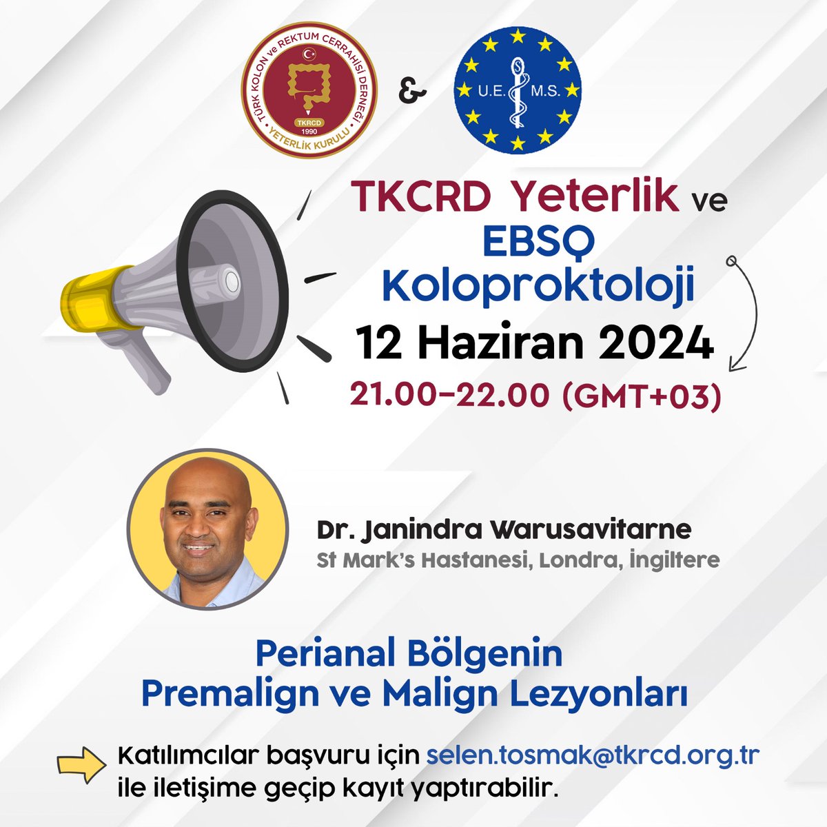TKRCD_'s tweet photo. 🎓TKRCD Yeterlik Değerlendirme ve EBSQ Koloproktoloji Hazırlık Kursuna Davetlisiniz!

🗓 12 Haziran 2024 Çarşamba
⏰ 21:00- 22:00 (GMT+3)
👨‍⚕Konuşmacı: Dr. Janindra Warusavitarne @colorectal_jay

Konu: Perianal Bölgenin Premalign ve Malign Lezyonları 

#ebsq #koloproktoloji #TKRCD #KoloproktolojiEgitimi #TKRCDyeterlikdegerlendirme #perianalbolge #premalign #malign

@escp_tweets @YouESCP @EBSQcolo @ZimNl @SWexner @SezaiLeventoglu @FezaYarbug @cihangirakyol @arslannc_md @faycagultekin @DrErmanAytac @IEGecim @drmustafaoncel @drvolkandogru @SametSahinMD @Genc_TKRCD