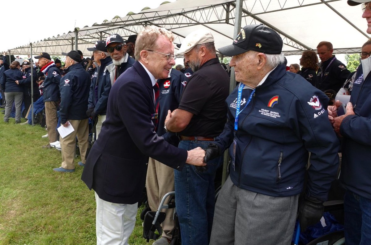 With Hilbert Margol, US Field Artillery, 42nd "Rainbow" Division, US Army who discovered &amp; liberated Dachau Camp in 1945 and took part in Operation Plunder - Rhine Crossing with British 21st Army Group. March 1945. (Photo Cecile Coolen)