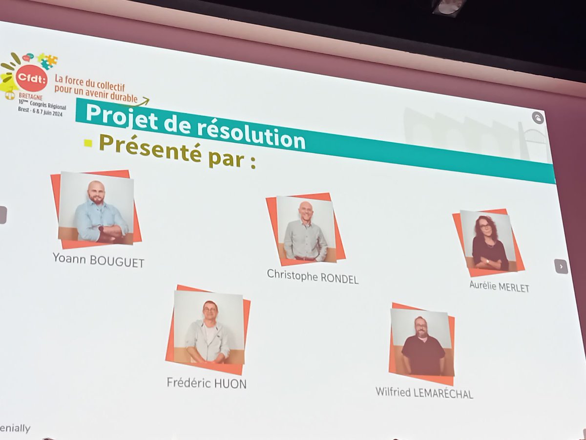 Seconde journée du Congrès  de la CFDT BRETAGNE. 

Félicitations aux élus nouveaux et aux réélus 

Rapport d'activité voté à 87 %.

Présentation du rapport d'orientation puis discussion sur les amendements.