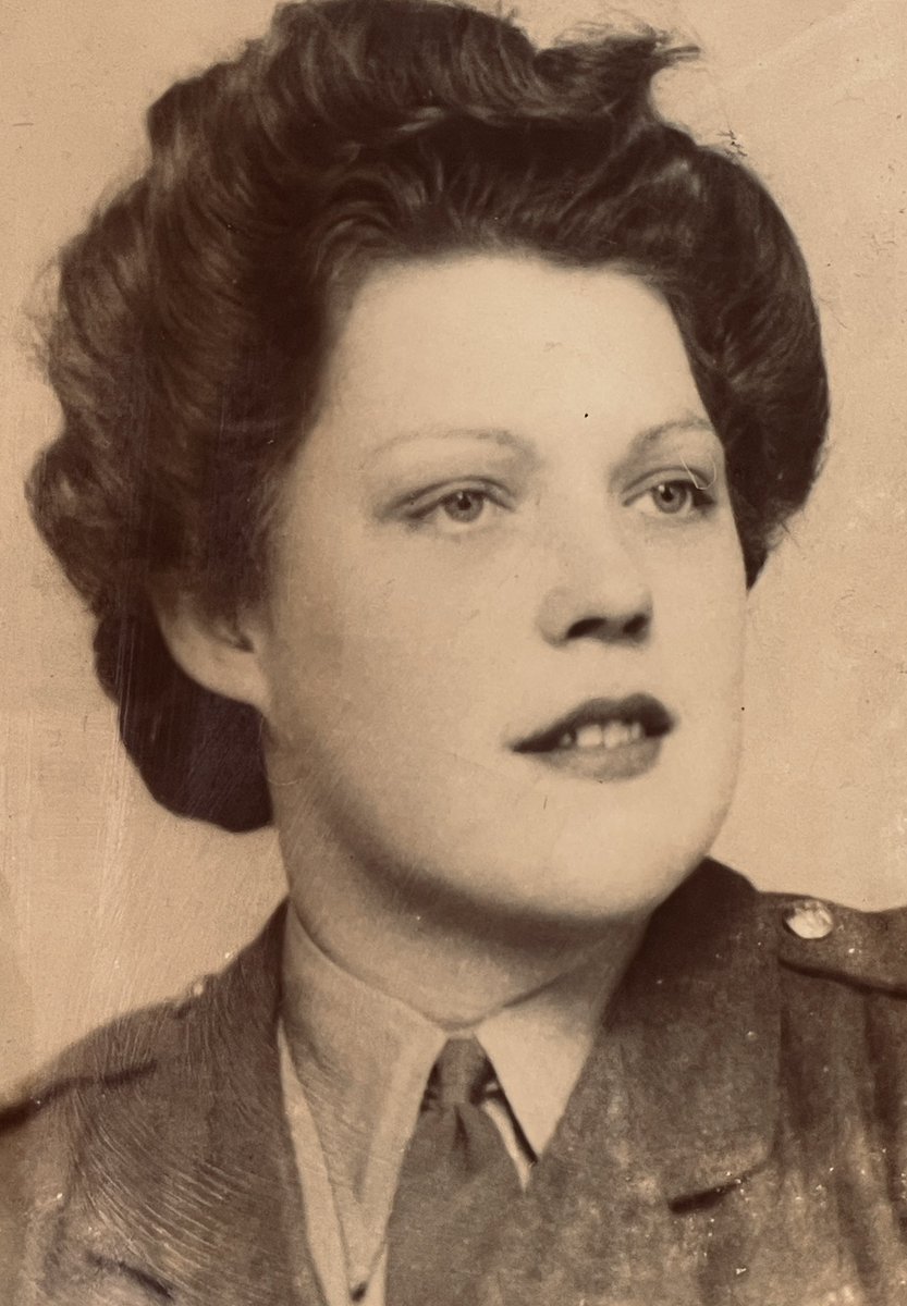 PaulHolloRadio's tweet photo. My Nan was the most gentle &amp; warm lady I have ever met, not a natural warrior.
This photo is from Feb 1945 in Belgium where she was serving with the ATS en route to Berlin aged just 20.
Here are her medals for her small role liberating Europe, along with many others just like her https://t.co/ByAF1rsq8a