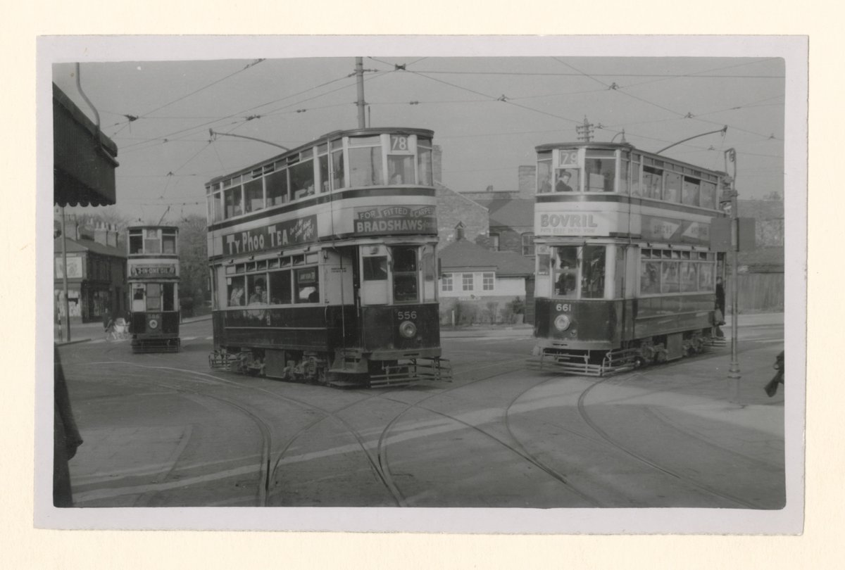 coralsphotos's tweet image. Hot beverage advertising seems to be the order of the day as the 78 from Stockland Green meets the 79 from Pype Hayes at the Tyburn Road and Gravelly Hill junction, 1930.  tinyurl.com/ynb7rxsc #Birmingham #Brum #Trams #LocalHistory