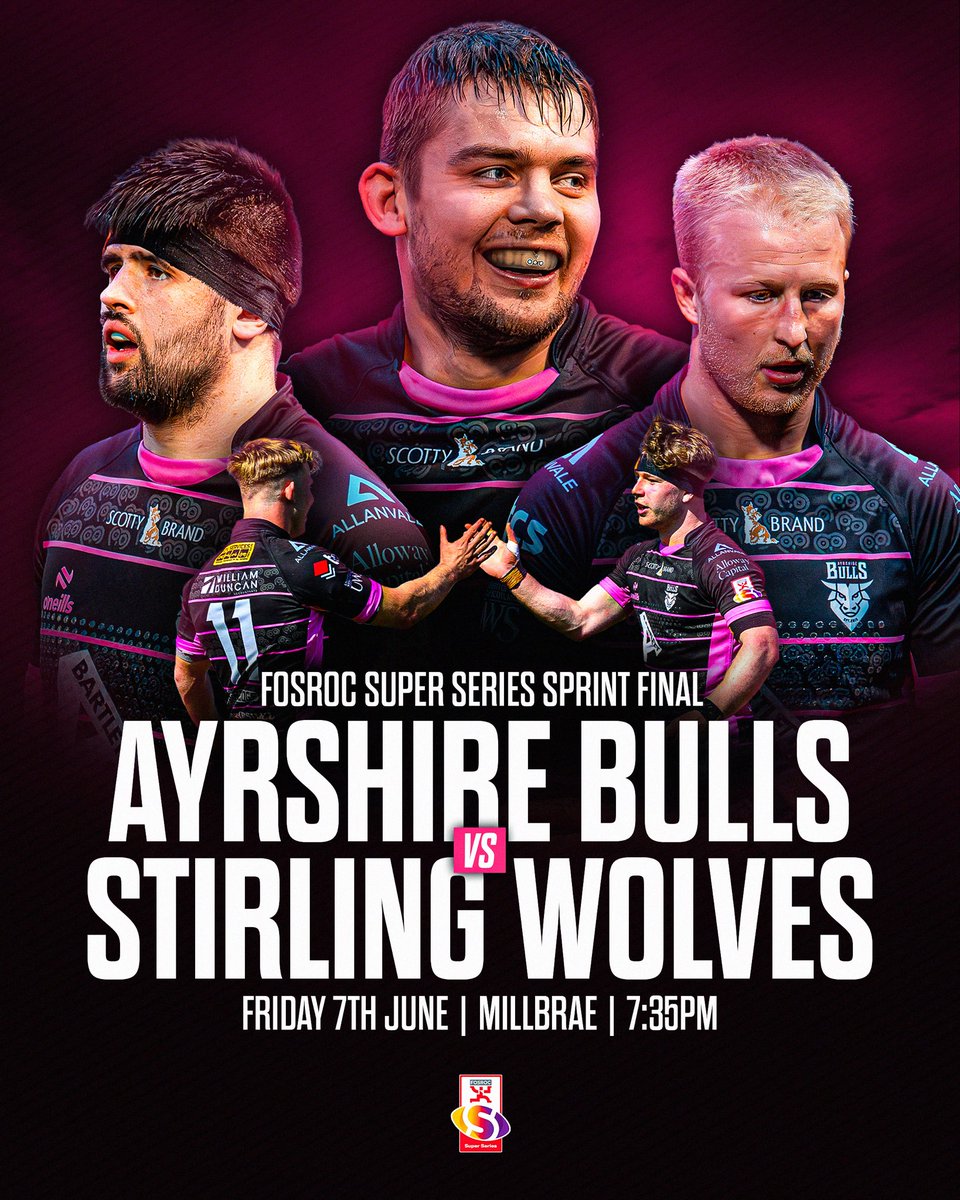 AyrshireBulls's tweet photo. The Last Rodeo.

���� Stirling Wolves
🏆 FOSROC Super Series Sprint Final
📍 Millbrae
⏰ 7:35PM
📺 BBC ALBA

📲 Live match updates will be available here on our Ayrshire Bulls Twitter/X account

#backingthebulls | #FOSROCSuperSeries https://t.co/P1wDQr8bQA