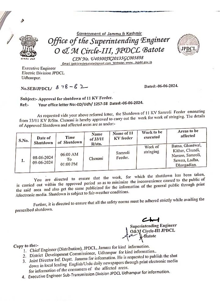 SEJpdclbatote's tweet photo. To execute various development works, shutdown of following 11 KV Feeder is hereby approved.
Inconvenience Caused to the General Public is highly regretted. https://t.co/IOU673vB0y