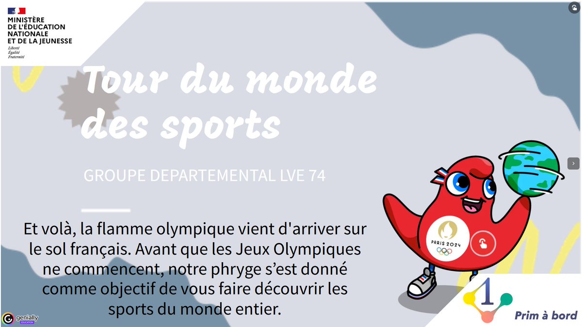 Cycles 2⃣ et 3⃣ | Enseigner | #LVE #EPS #Géographie

📌 Tour du monde des sports, découvrir des sports originaux de différents pays

▶️primabord.eduscol.education.fr/tour-du-monde-…

✅ Développer ses compétences linguistiques et en géographie
✅ Un quiz sur le vocabulaire sportif clôture le parcours