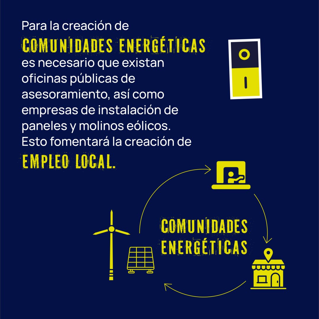 🌿🌞 Para la creación de #ComunidadesEnergéticas necesitamos oficinas públicas de asesoramiento, así como empresas de instalación de paneles y molinos eólicos. Esto fomentará la creación de empleo local.
🔛#EnciendeLaEnergíaComunitaria con tu firma⤵️
coalicionenergiacomunitaria.org/enciende-la-en…