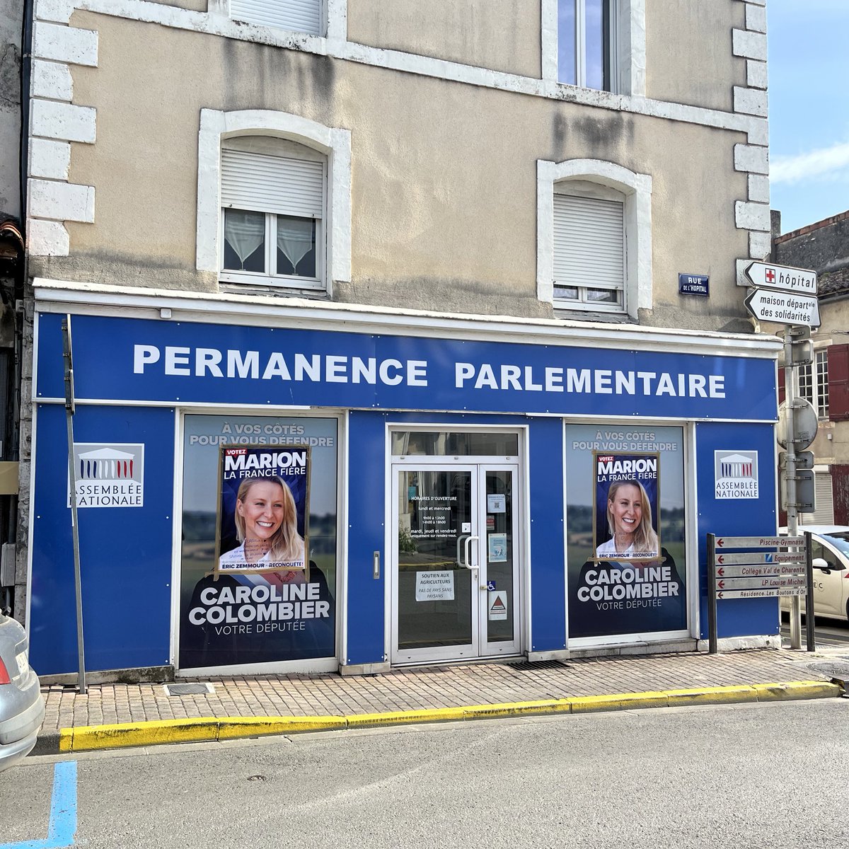 CColombier_RN's tweet photo. 🔴 J-2 avec les élections européennes, @Reconquete_off dégrade ma permanence parlementaire à Ruffec, en Charente.
…en utilisant les méthodes de l’extrême-gauche pour dégrader une permanence @groupeRN_off… 😤
#VivementLe9Juin #AvecJordan
@RNational_off https://t.co/2SmOd2VT8z