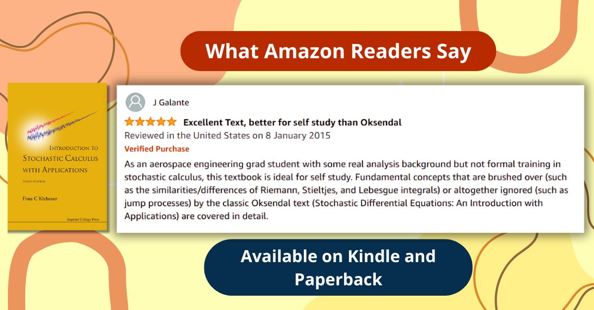 worldscientific's tweet photo. Unlock the secrets of stochastic calculus! Discover how it applies to finance, biology & engineering. 💡
Read a FREE chapter now & dive into stochastic processes! https://t.co/UtrdjdhvWT
#StochasticCalculus #Mathematic