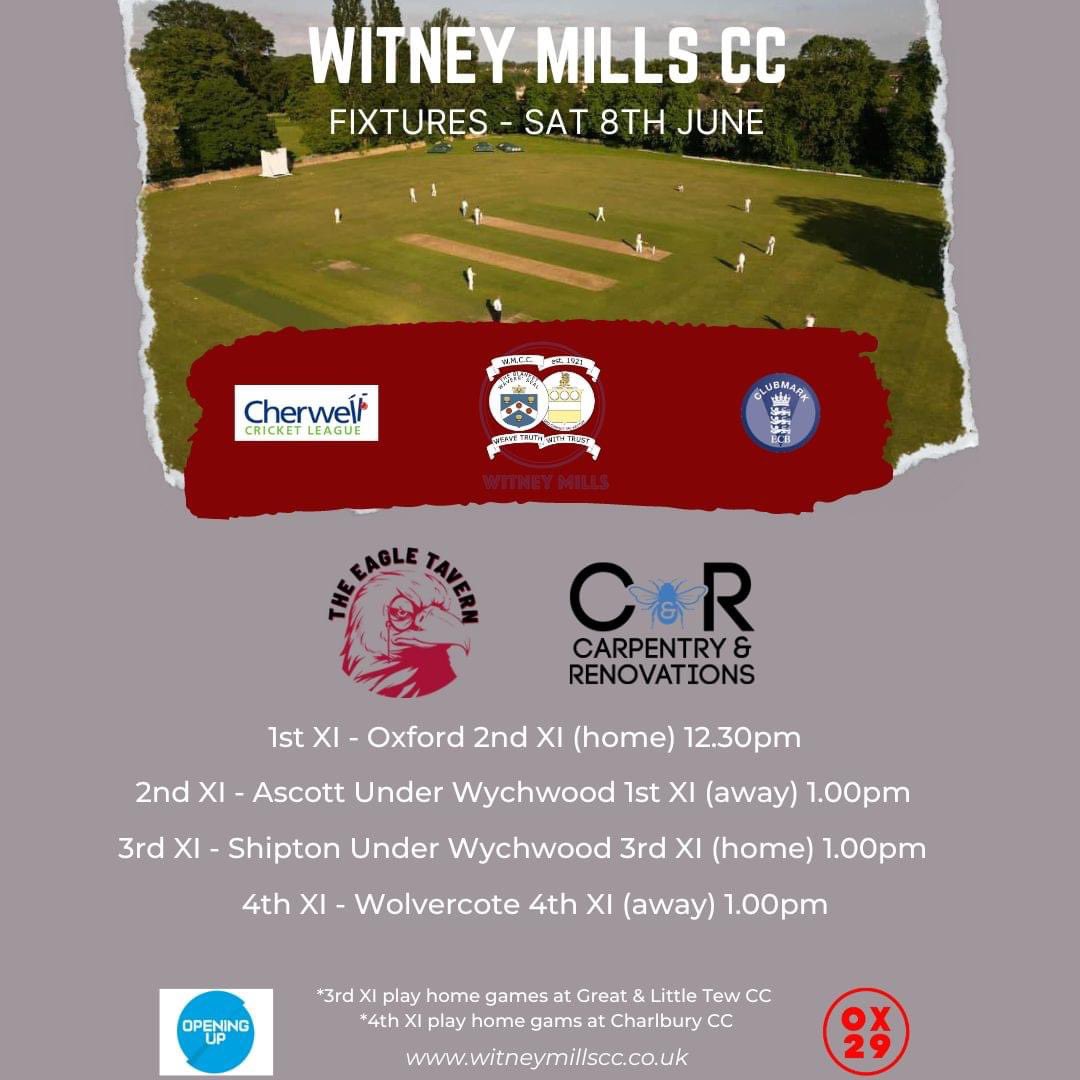 Witney Mills C.C (@witneymillscc) on Twitter photo Here are this weeks <a href="/Cherwellcricket/">Cherwell Cricket League</a> fixtures in the last game of the win/lose matches. Here are this weeks <a href="/Cherwellcricket/">Cherwell Cricket League</a> fixtures in the last game of the win/lose matches.