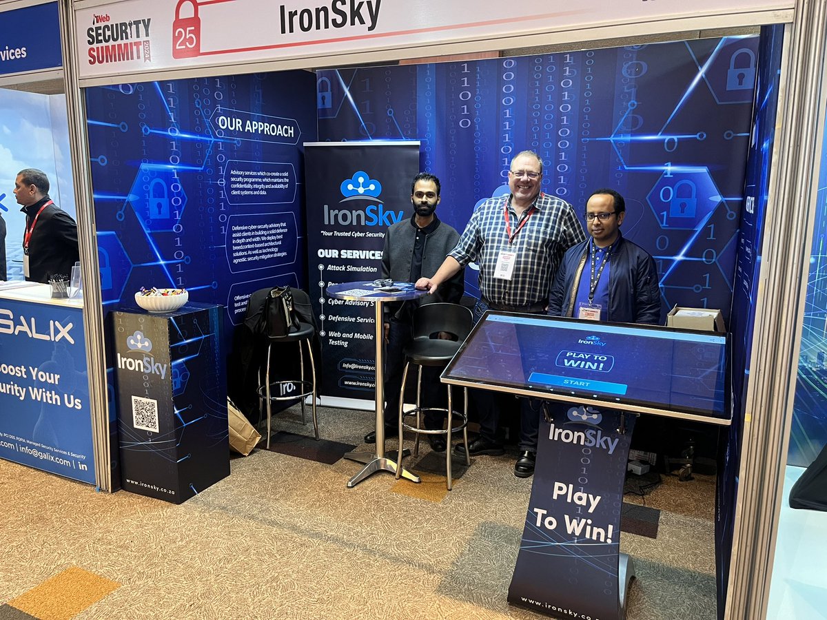 IronSkySecurity's tweet photo. Another successful year of being a sponsor at the IT Web Security Summit. Great connections made! Drop a comment if you visited our stand🙂

#itweb #itwebinar #itsecuritysummit #cybersecurity #cybersecurityawareness #trivia #malware #itwebconference https://t.co/2RGtjTBfOx