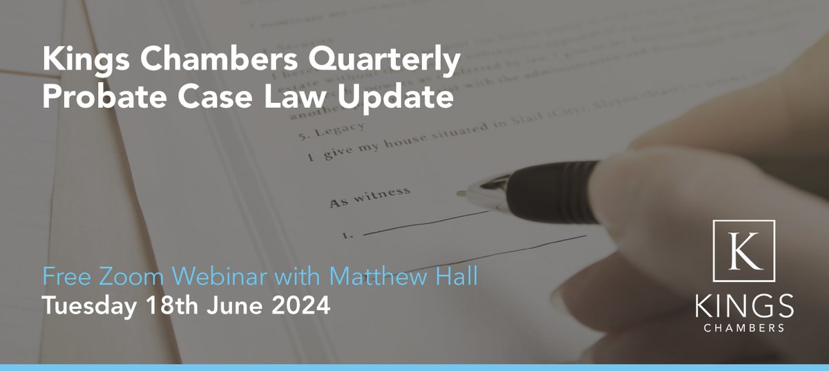 Matthew Hall will summarise the most recent #probate cases in a useful &amp; insightful way. In particular, he will highlight the points which arise from the recent deathbed gifts case of Rahman v Hassan.

📅 18th June 2024 
🕓 4pm - 5pm 
💻 Free Zoom Webinar

us02web.zoom.us/webinar/regist…