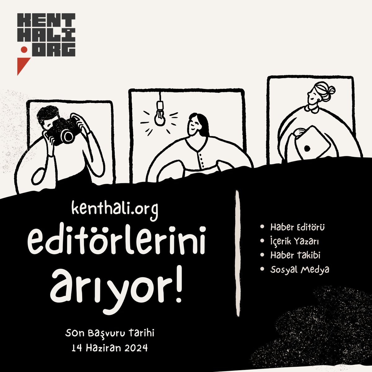 kenthaliorg's tweet photo. https://t.co/sPj8P24TOZ editörlerini arıyor!  Farklı haber sitelerinden derlemeler oluşturmak, editoryal süreçleri öğrenmek, sosyal medya yönetimi konusunda deneyim kazanmak  istiyorsan eğer başvuru formunu doldurmayı unutma!
Başvuru Formu: https://t.co/JSHfhCuOSj https://t.co/OTkjyZH3W6