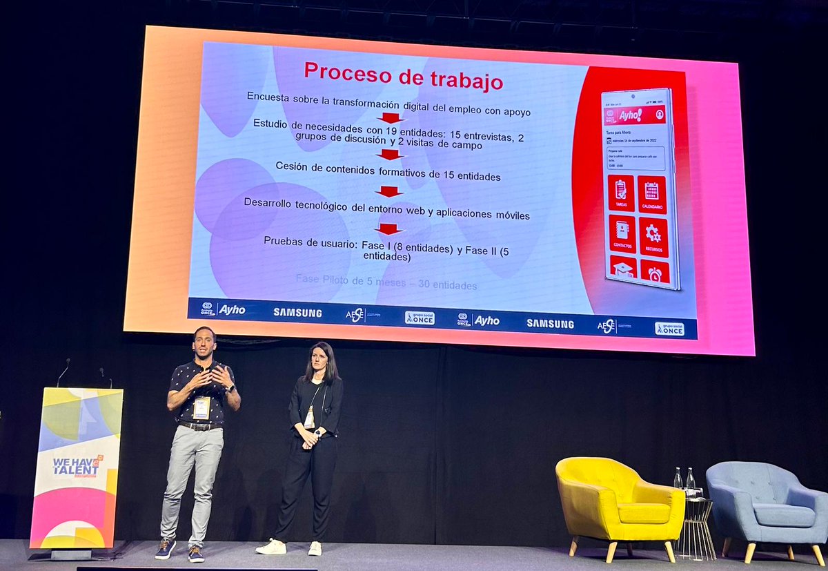 Ayer presentamos #Ayho, junto a <a href="/SamsungEspana/">Samsung España</a>, en el Congreso Europeo de Empleo con Apoyo, que está teniendo lugar en #Salou.

Conoce la aplicación en ayho.fundaciononce.es

#WeHaveTheTalent  <a href="/EmpleoconApoyo/">AESE</a>