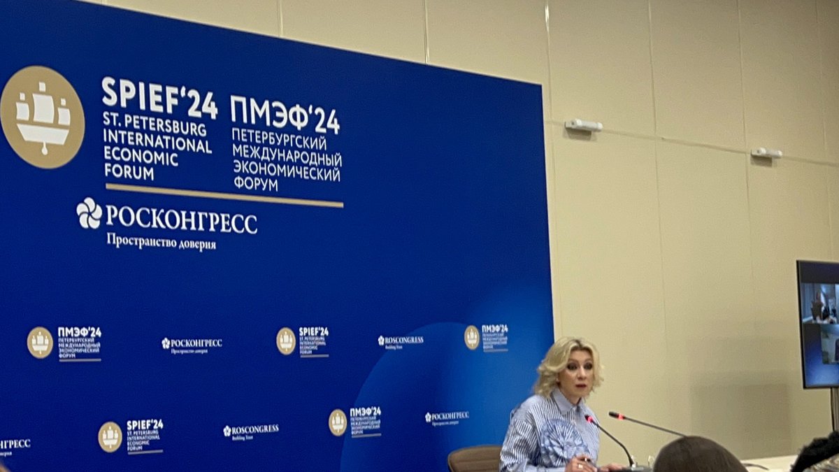 FiorellaIsabelM's tweet photo. JUST NOW 🚨 At Press Briefing in SPIEF: 

What is happening in Gaza isn’t just war, it is a humanitarian disaster and all the human rights agencies are not doing what they should be doing.-Maria Zakharova Russian FM Spokeswoman https://t.co/SBT42HU555