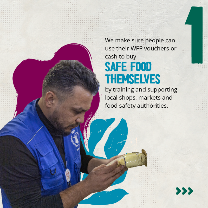 WFPSupplyChain's tweet photo. Ensuring safe &amp; nutritious food is fundamental to @WFP’s mission, not only on this #WorldFoodSafetyDay but every day 🌾🌍

👉🏽 Here are 5⃣ things you need to know about our efforts to create a strong safety culture across our operations &amp; maintain trust with the people we assist.