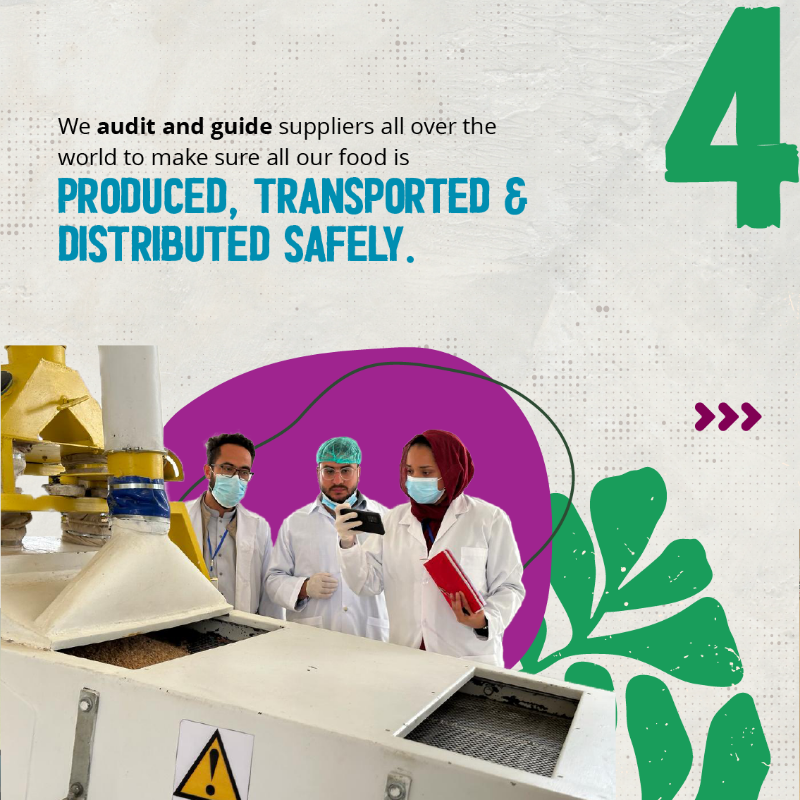 WFPSupplyChain's tweet photo. Ensuring safe &amp; nutritious food is fundamental to @WFP’s mission, not only on this #WorldFoodSafetyDay but every day 🌾🌍

👉🏽 Here are 5⃣ things you need to know about our efforts to create a strong safety culture across our operations &amp; maintain trust with the people we assist.