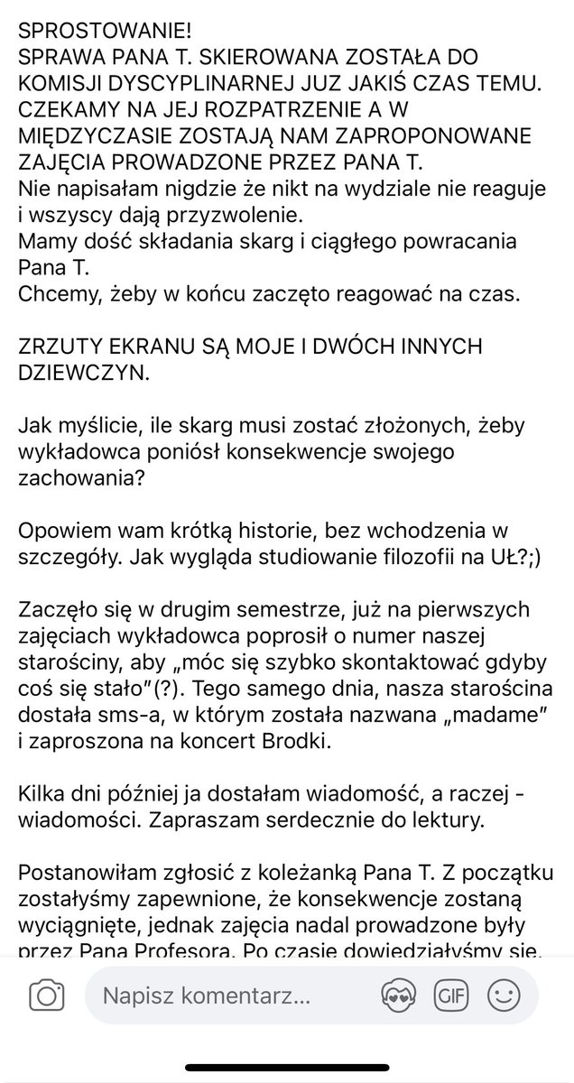 justmydaddy's tweet photo. Niedawno była afera o inną uczelnię, dzisiaj chciałabym zwrócić waszą uwagę na Uniwersytet Łódzki… To, co dziewczyny z filologii tam przechodzą jest niedopuszczalne, a zachowanie jednego z wykładowców jest naganne. Błagam nie dajmy tego zamieść pod dywan 🙏🏽🙏🏽 (pod spodem ss) https://t.co/x6f9y959Aq