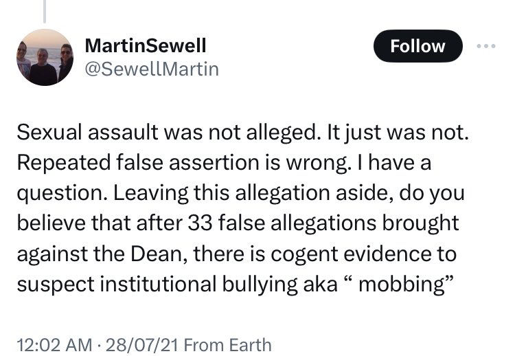 AlannahJeune's tweet photo. @AndrewGraystone @synod A tiny selection of tweets from Mr Sewell talking about my case of sexual assault/harassment by Martyn Percy. This is how Mr Sewell treats women who speak up. Safeguarding in the church will not improve while men like Mr Sewell harass victims to support their powerful friends. https://t.co/qZ8KhlDL9T