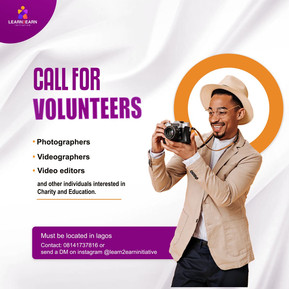 Learn2earninit's tweet photo. Join our community of change-makers

Are you a passionate:
- Photographer
- Videographer
- Content creator
- Education enthusiast
- Charity advocate

Join us in Lagos for our upcoming projects!
#VolunteerWork #lagosphotographers #contentcreators #NGO https://t.co/k1u87iYkKr
