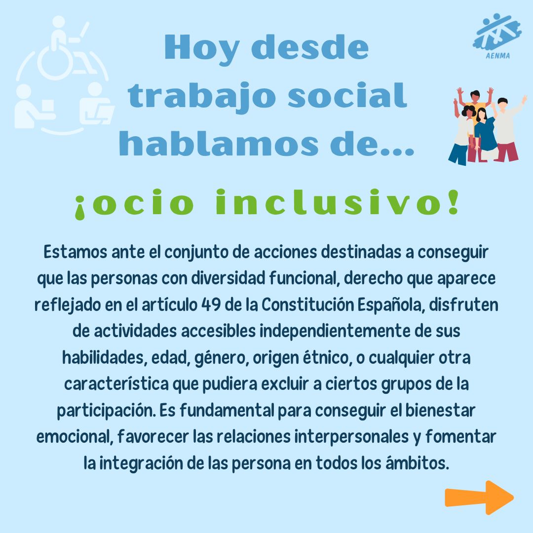 AENMAong's tweet photo. Hoy desde trabajo social os hablamos del ocio inclusivo, sus beneficios y recomendaciones, el ocio inclusivo asegura que todas las personas, sin importar sus capacidades, puedan disfrutar de actividades recreativas, es decir, se trata de crear espacios para todos🌍❤️ https://t.co/1e7hbtmmVV